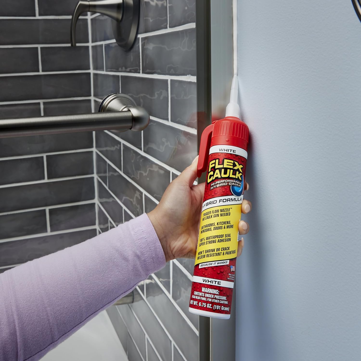 Flex Seal Flex Caulk - Waterproof & Paintable Sealant for Indoor/Outdoor Use - Ideal for Bath, Shower, Sink, Window, Baseboards, Doors, RVs, Roofs, Wood, Auto & Marine - Clear, 6.6 oz, 1-Pack
