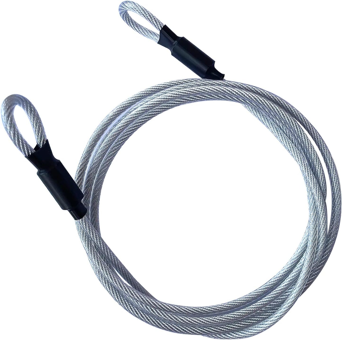 Flexible 4FT 5mm Security Cable Lock with Vinyl Coating for Luggage - Double Loop Steel Wire Rope for Safety