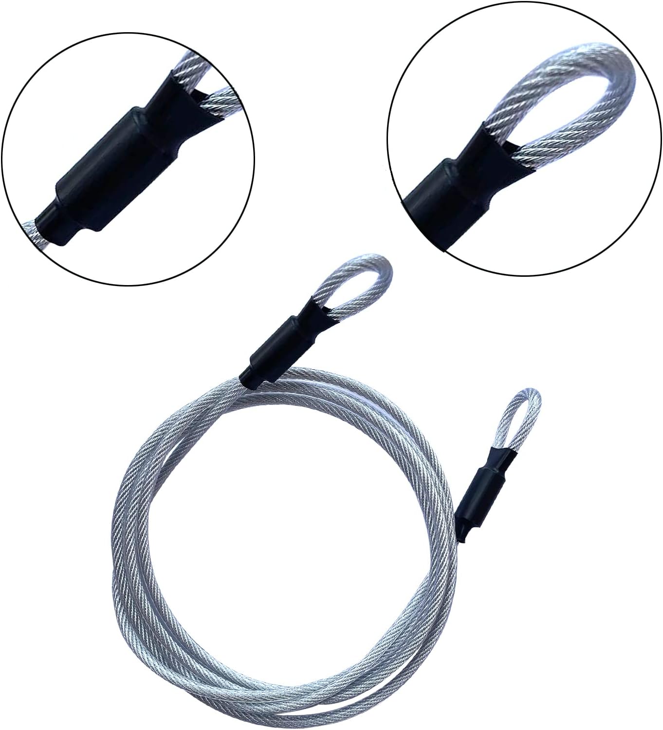 Flexible 4FT 5mm Security Cable Lock with Vinyl Coating for Luggage - Double Loop Steel Wire Rope for Safety