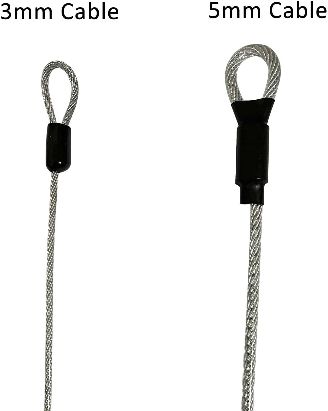 Flexible 4FT 5mm Security Cable Lock with Vinyl Coating for Luggage - Double Loop Steel Wire Rope for Safety