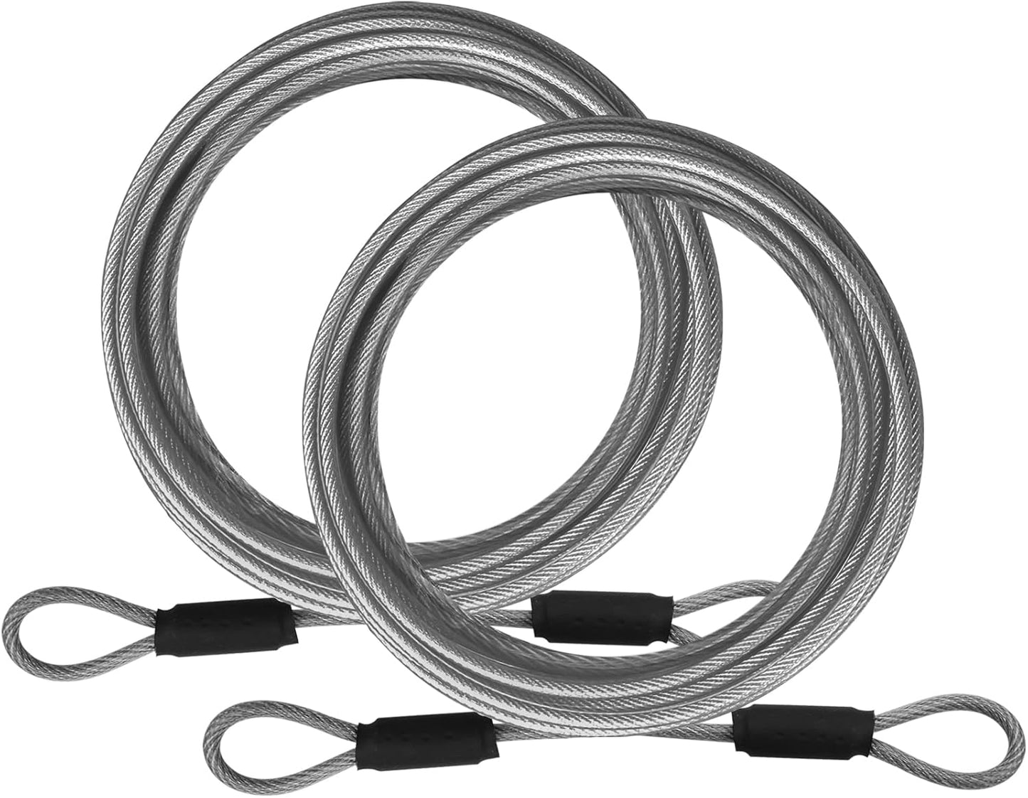 Flexible Stainless Steel Security Cable with Double Loop - 2 Pack, 1/8 inch Diameter, Various Length Options