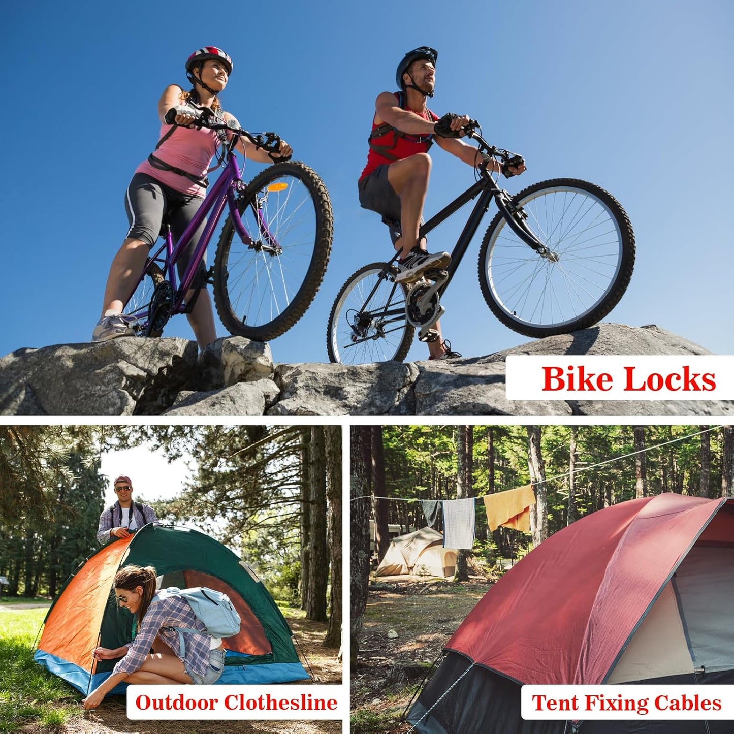 Flexible Stainless Steel Security Cable with Double Loop - 2 Pack, 1/8 inch Diameter, Various Length Options