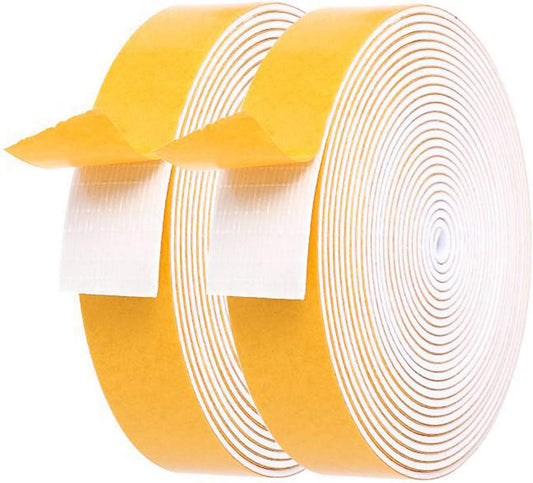 Foam Weather Stripping Rolls - 26ft Total Length, 1" Wide x 1/16" Thick, Adhesive Foam Strip for Door and Window Insulation