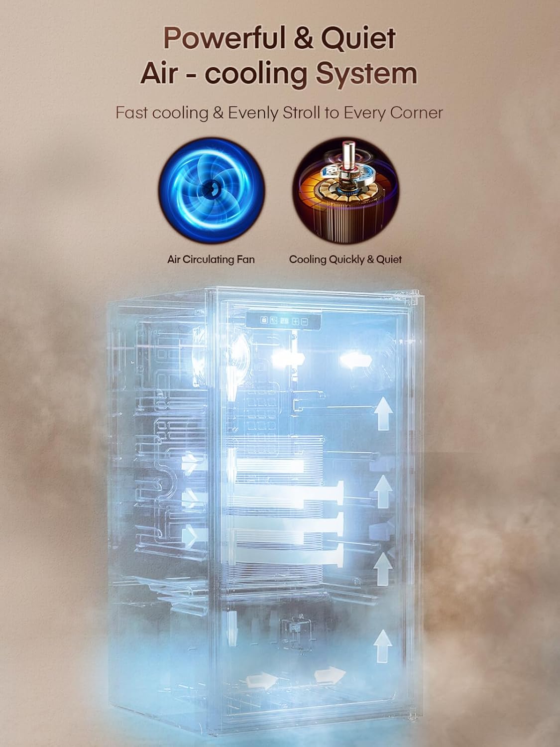 FOHERE 28-Bottle Wine Cooler with Double Glass Doors, LED Light, Digital Temp Control - Ideal Wine Fridge for Bar, Home, Office - Wine Cellar Refrigerator