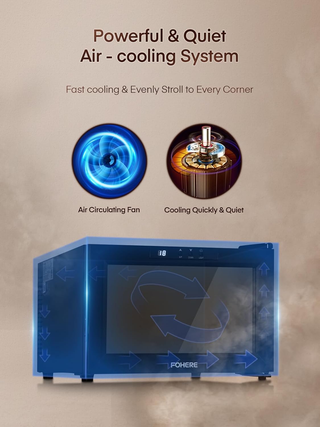 FOHERE Wine Cooler Refrigerator with Double Glass Doors - 8 Bottle Capacity, LED Light, Digital Temp Control - Ideal for Bar, Home, Office Cellar