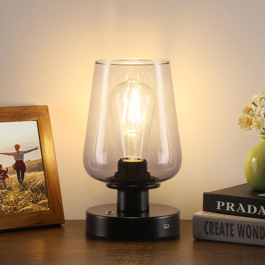 FOLKSMATE Cordless Bedside Table Lamp - Rechargeable Touch Nightstand Light with 3 Dimmable Levels, LED Bulb, Battery Operated Home Lamp