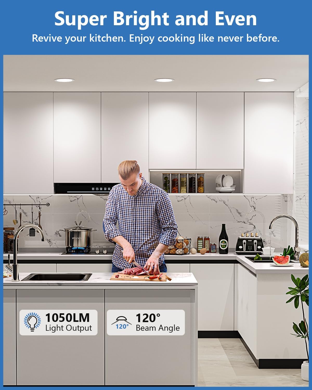 Fondwell 6-inch Canless Recessed Lighting with 6 Color Temperatures, 90 CRI, and 1050 Lumens