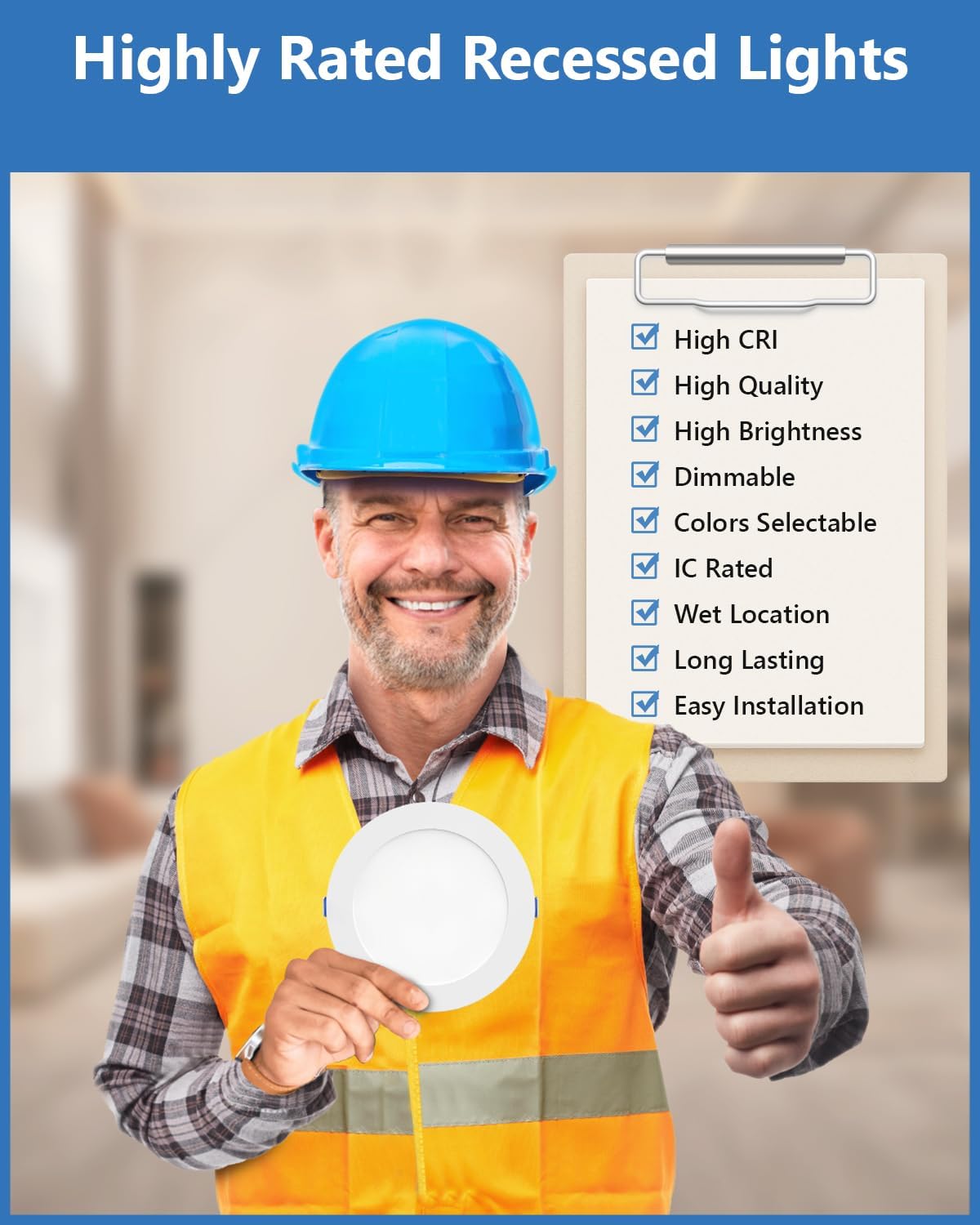 Fondwell 6-inch Canless Recessed Lighting with 6 Color Temperatures, 90 CRI, and 1050 Lumens