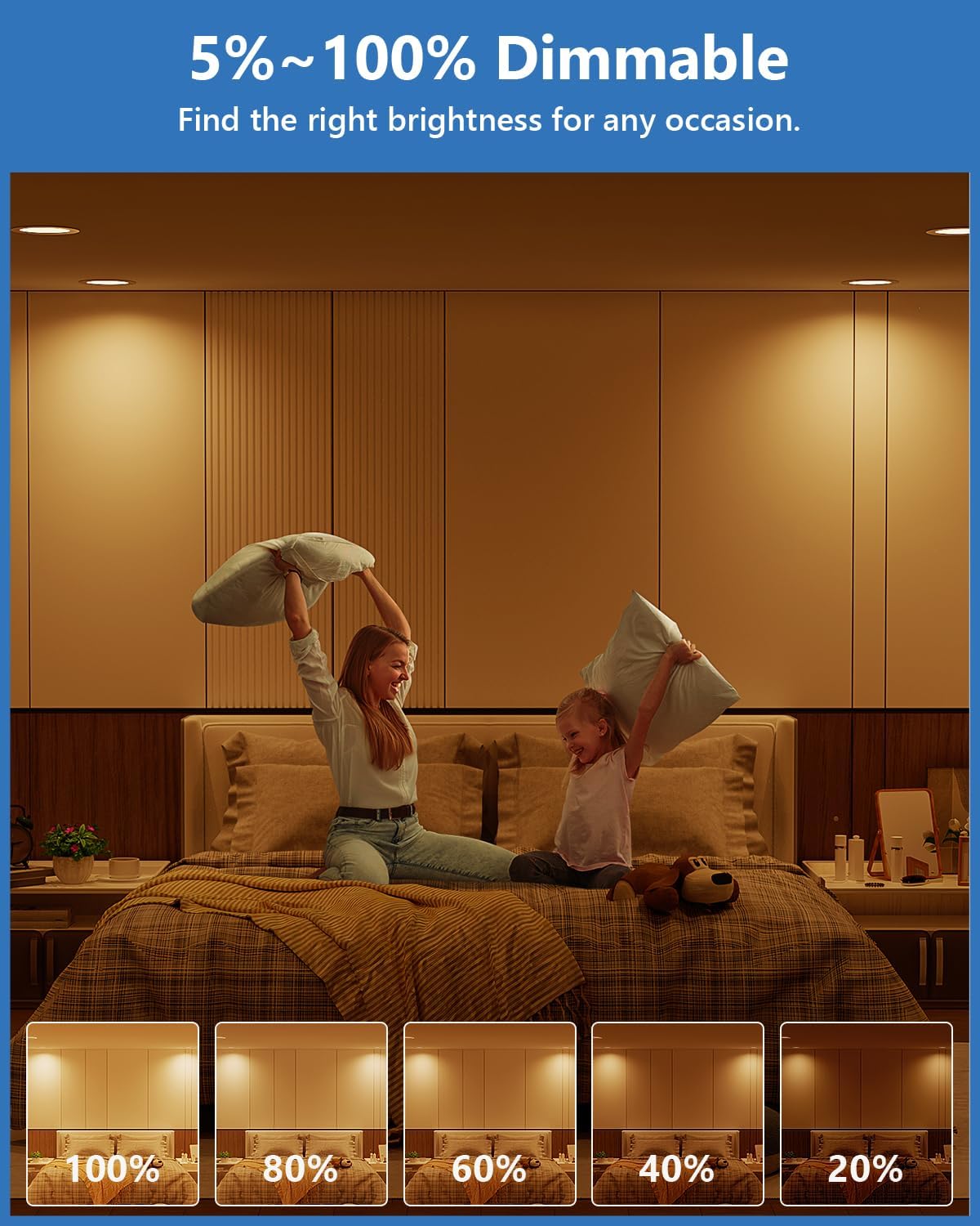 Fondwell 6-inch Canless Recessed Lighting with 6 Color Temperatures, 90 CRI, and 1050 Lumens