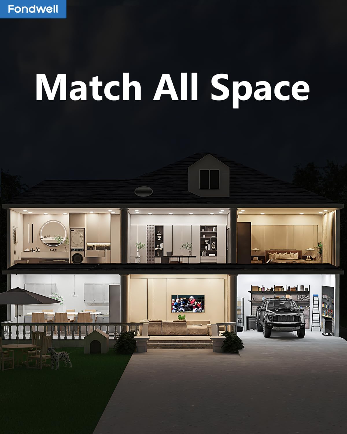 Fondwell 6-inch Canless Recessed Lighting with 6 Color Temperatures, 90 CRI, and 1050 Lumens