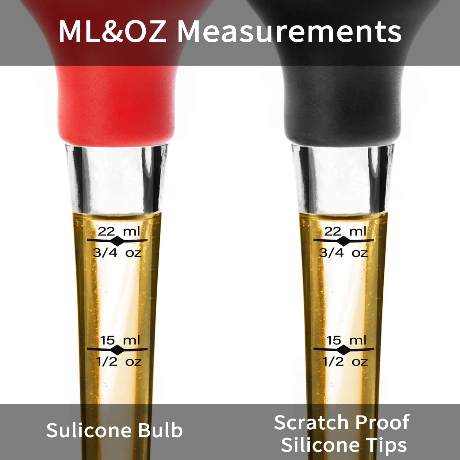 Food Grade Turkey Baster Set for Cooking & Basting with Detachable Round Bulb - Ideal for Meat, Poultry, Beef, Chicken - Includes Cleaning Brush, Inject Needle, Basting Brush