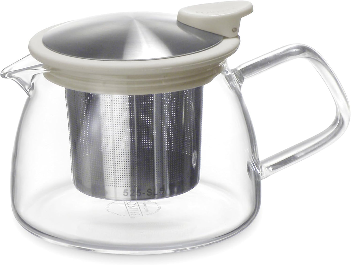Forlife Bell Glass Teapot with Basket Infuser - 14oz/430ml - White Color
