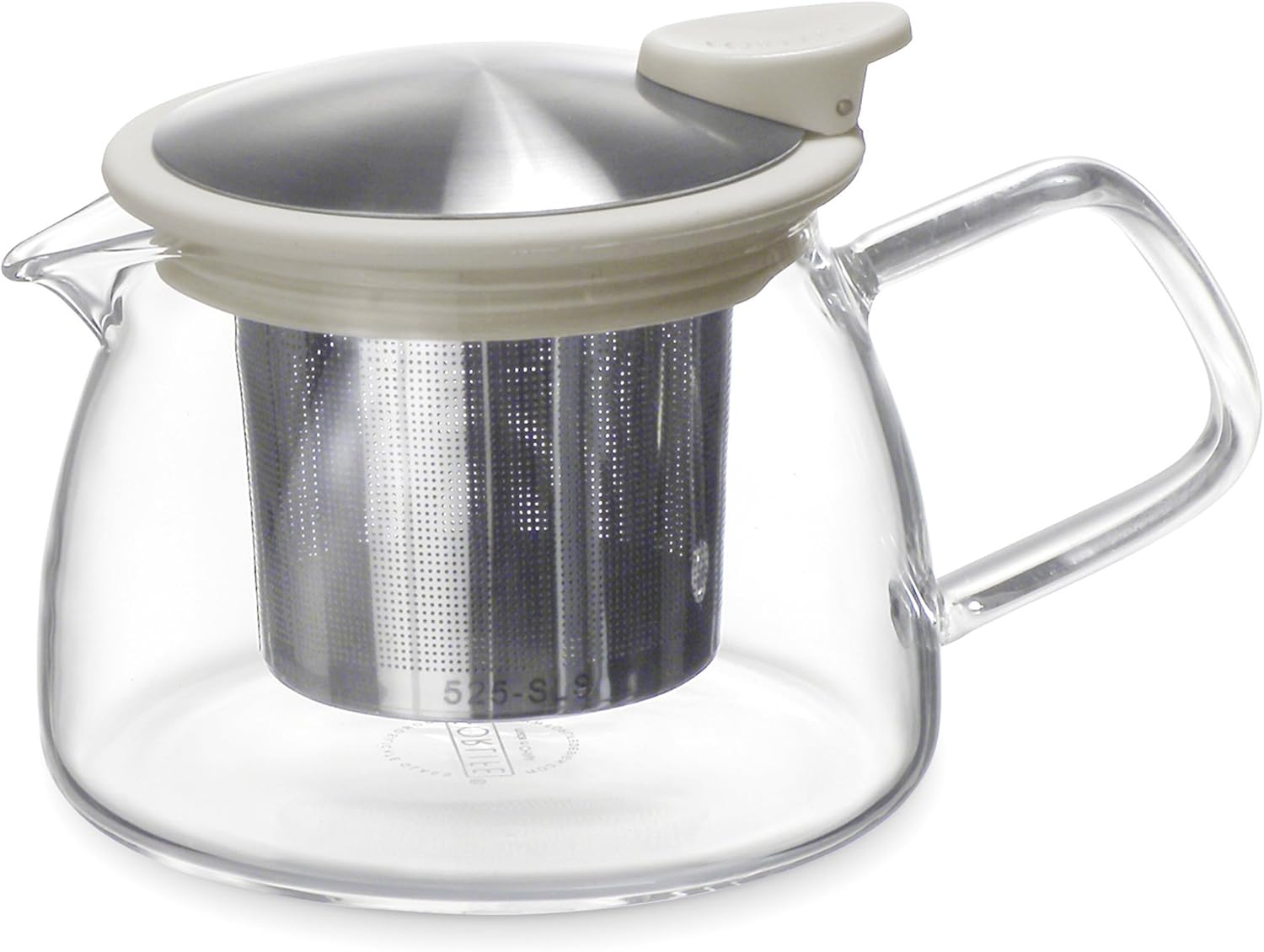 Forlife Bell Glass Teapot with Basket Infuser - 14oz/430ml - White Color
