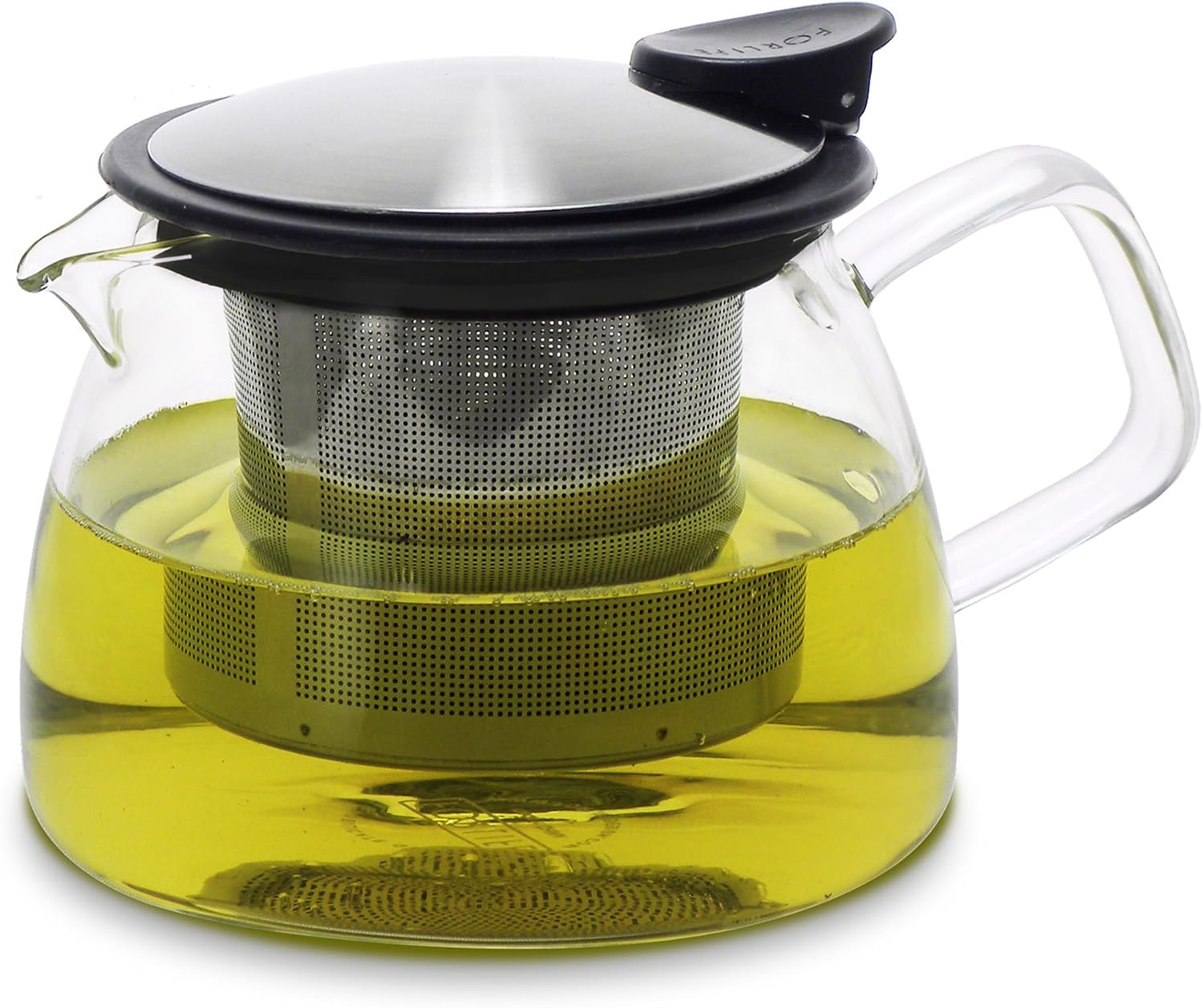 Forlife Bell Glass Teapot with Basket Infuser - 14oz/430ml - White Color