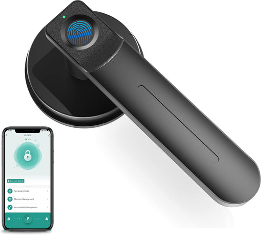 Foxgard Biometric Door Lock with Smart APP Control - Fingerprint Knob Remote for Home/Bedroom/Office/Apartment/Airbnb - Black