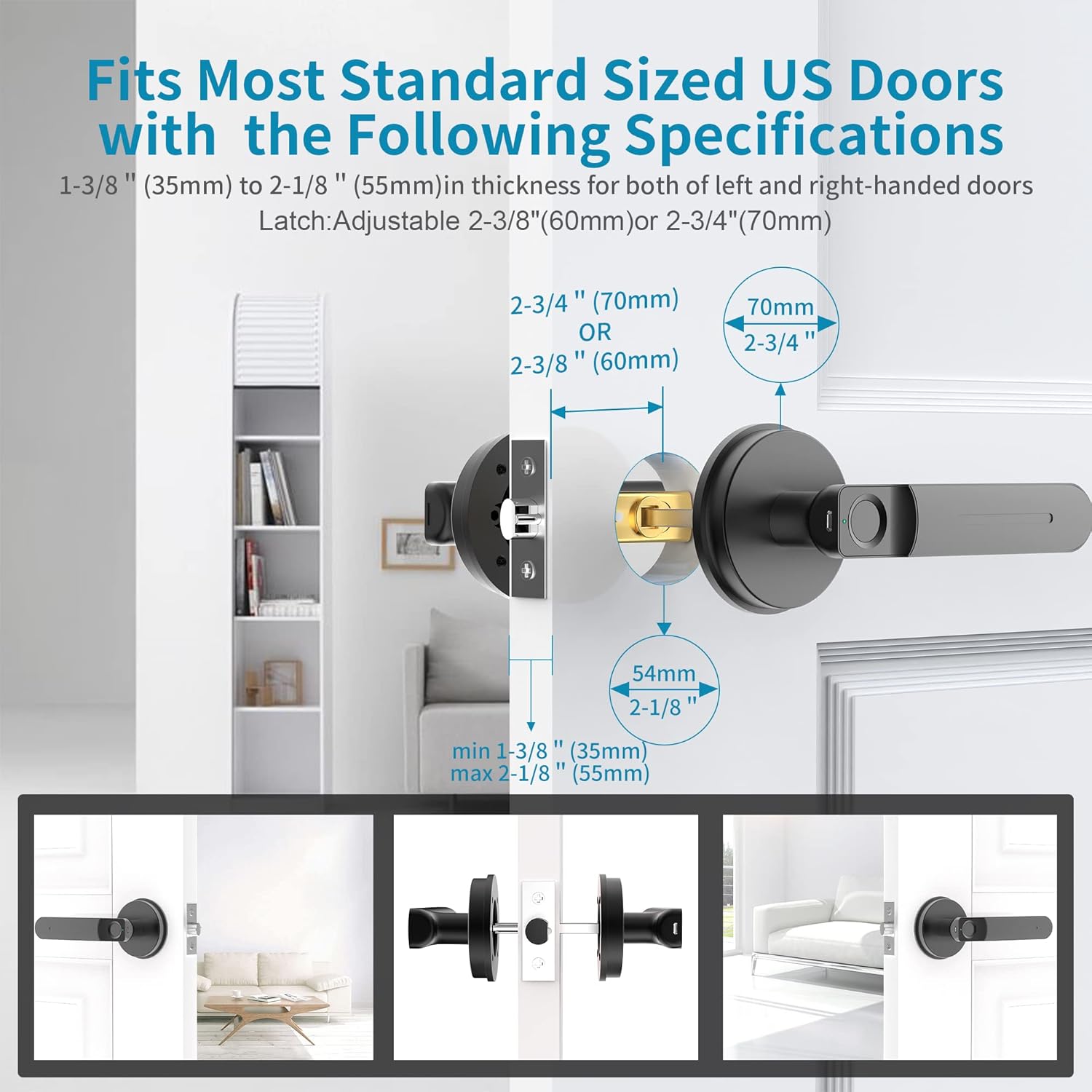 Foxgard Biometric Door Lock with Smart APP Control - Fingerprint Knob Remote for Home/Bedroom/Office/Apartment/Airbnb - Black