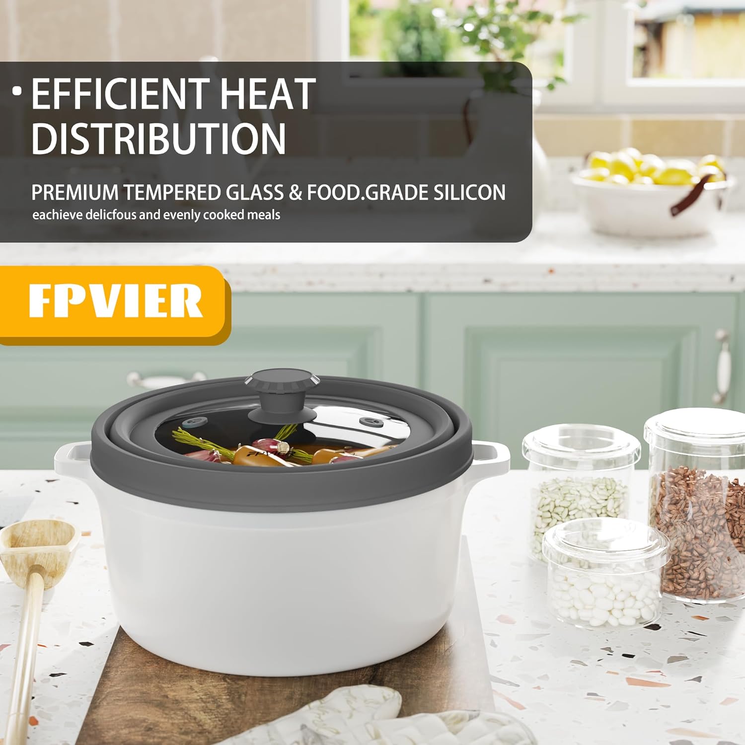 FPVIER Microwave Splatter Cover - Vented Silicone Glass Lid for 6-8.5 inch Plates & Bowls