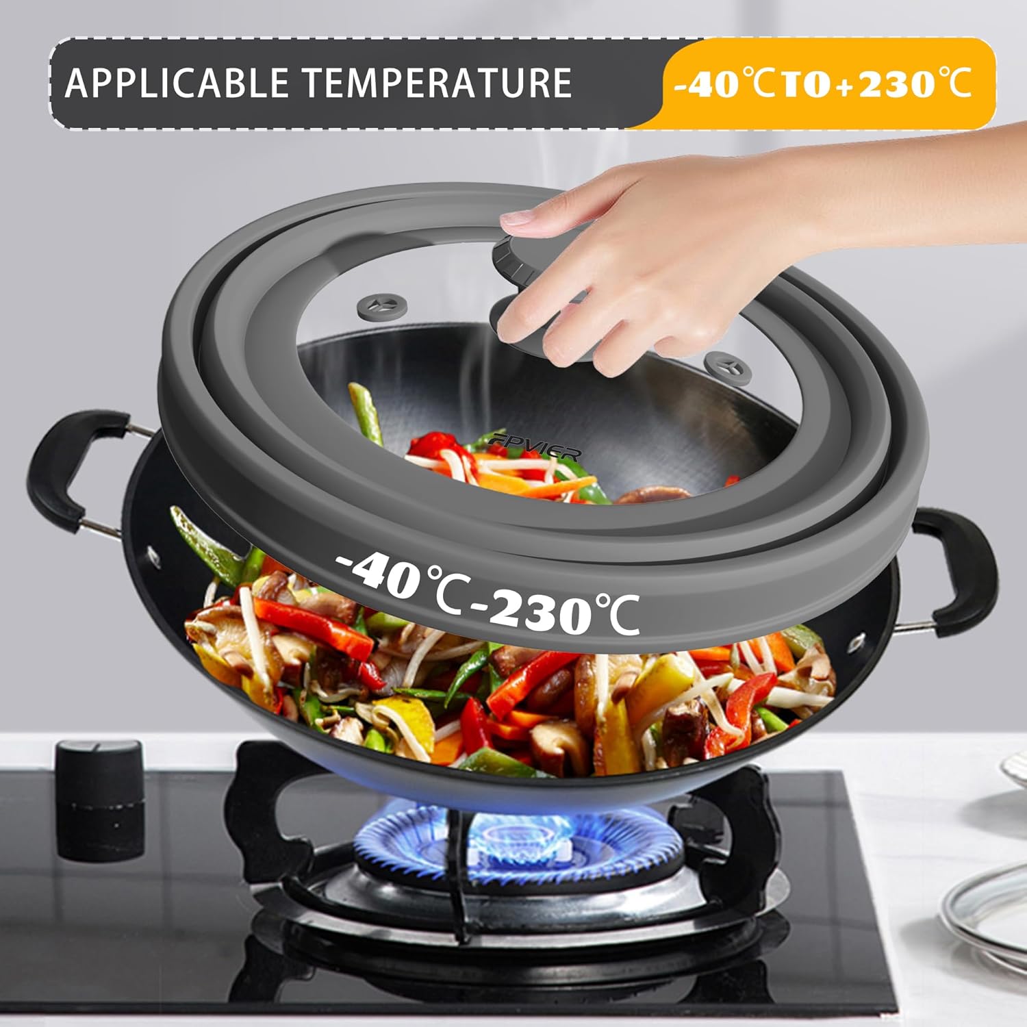 FPVIER Microwave Splatter Cover - Vented Silicone Glass Lid for 6-8.5 inch Plates & Bowls