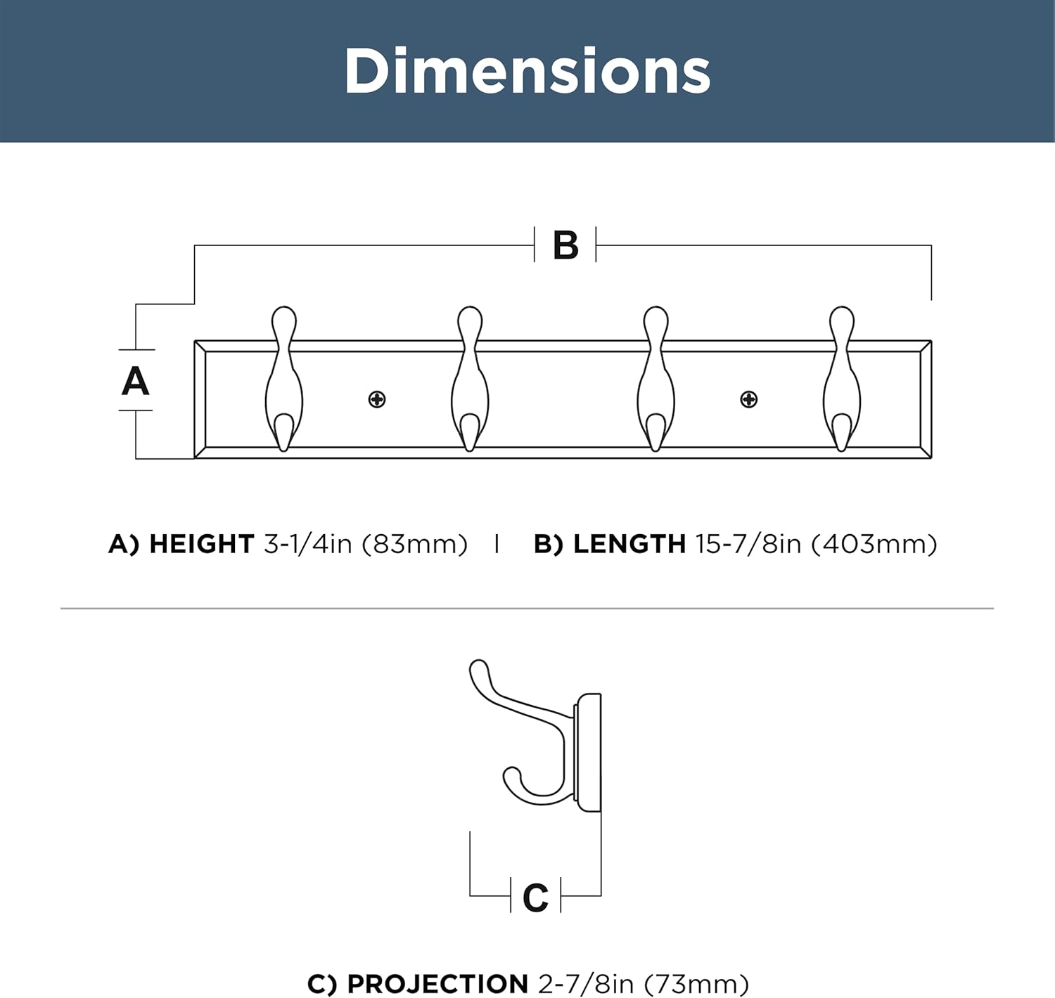 Franklin Brass Casual Curve Wall Mounted Coat Rack with 4 Nickel Hooks, 16 inches, Pure White Finish