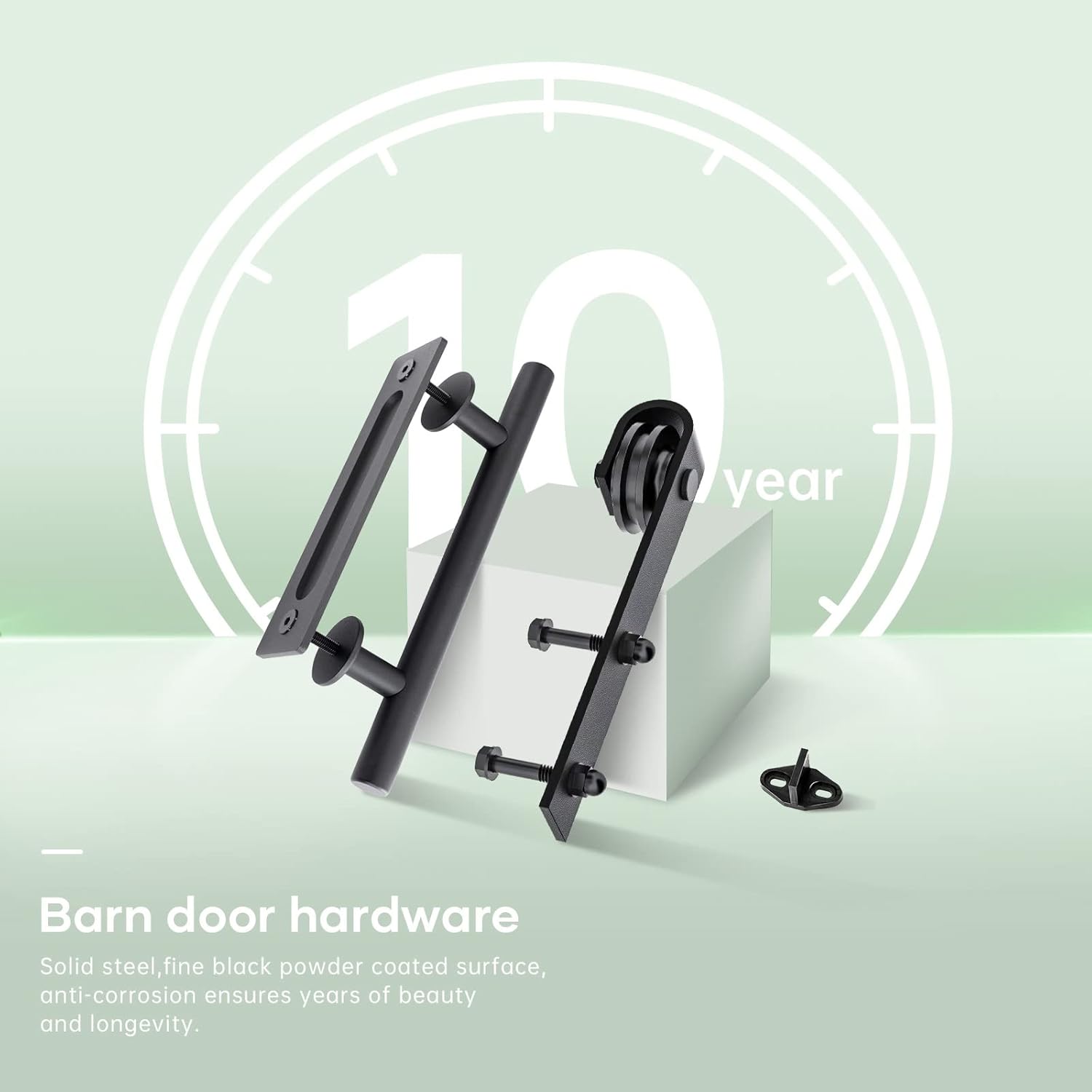 FREDBECK Double Glass Barn Doors with Hardware Kit - 18 x 84 inch Panels, 36 inch Door, 3-Panel Frosted Glass, Water-Proof Surface