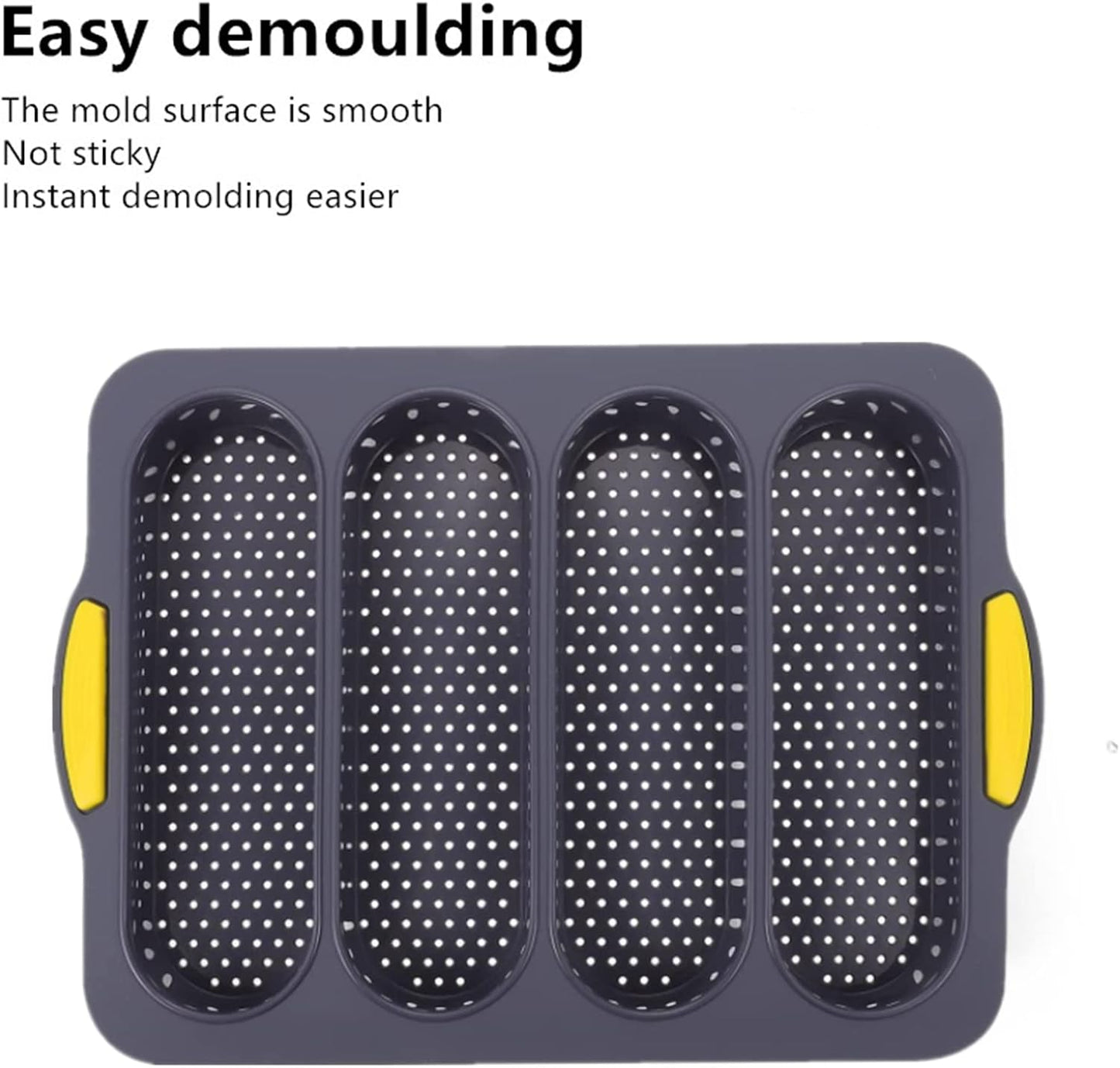 French Four-hole Non-stick Loaf Pan for Easy Baking - Silicone Bread Pan for Breakfast, Afternoon Tea, and Romantic Dinners