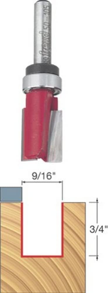Freud 50-105: 9/16" Top Bearing Flush Trim Bit with 1/4" Shank - 3/4" Carbide Height