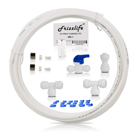 Frizzlife IMC-1 Ice Maker Fridge Water Line Installation Kit - Compatible with 1/4” & 3/8” Water Filtration and Reverse Osmosis Systems