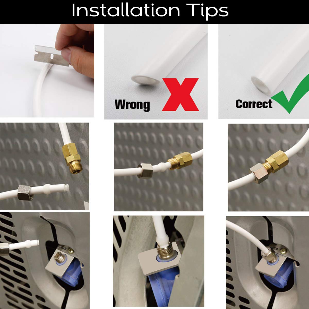 Frizzlife IMC-1 Ice Maker Fridge Water Line Installation Kit - Compatible with 1/4” & 3/8” Water Filtration and Reverse Osmosis Systems