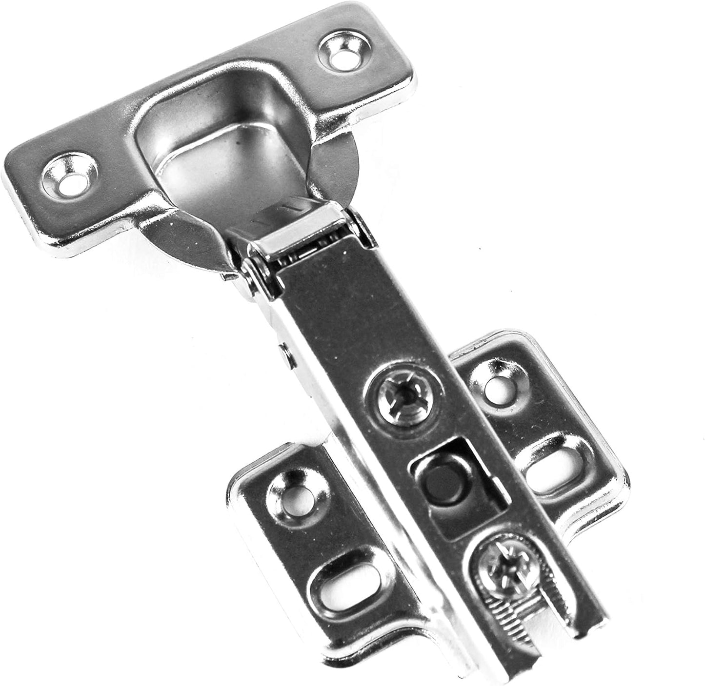 Full Overlay Frameless European Hinges with 105 Degree Opening Angle - Set of 2 Adjustable Concealed Kitchen Cabinet Door Hinges