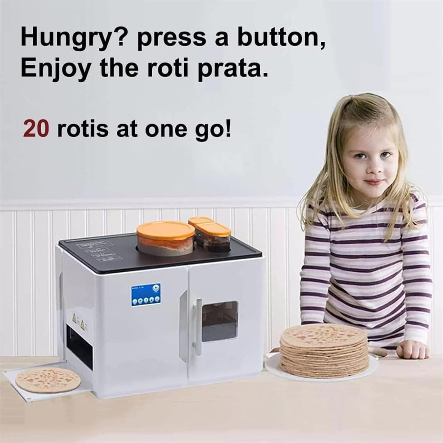 Fully Automatic Roti Maker with Intelligent Touch Screen - Make 20 Pcs in One Go for Chapati, Tortilla, Pancakes - Electric Machine for Dosa, Tawa