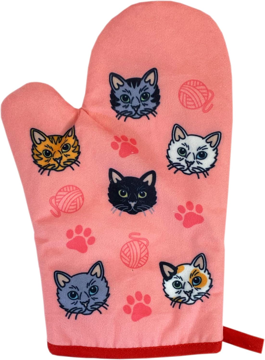Funny Cat Yarn Kitchen Apron and Oven Mitt Set for Animal Lovers