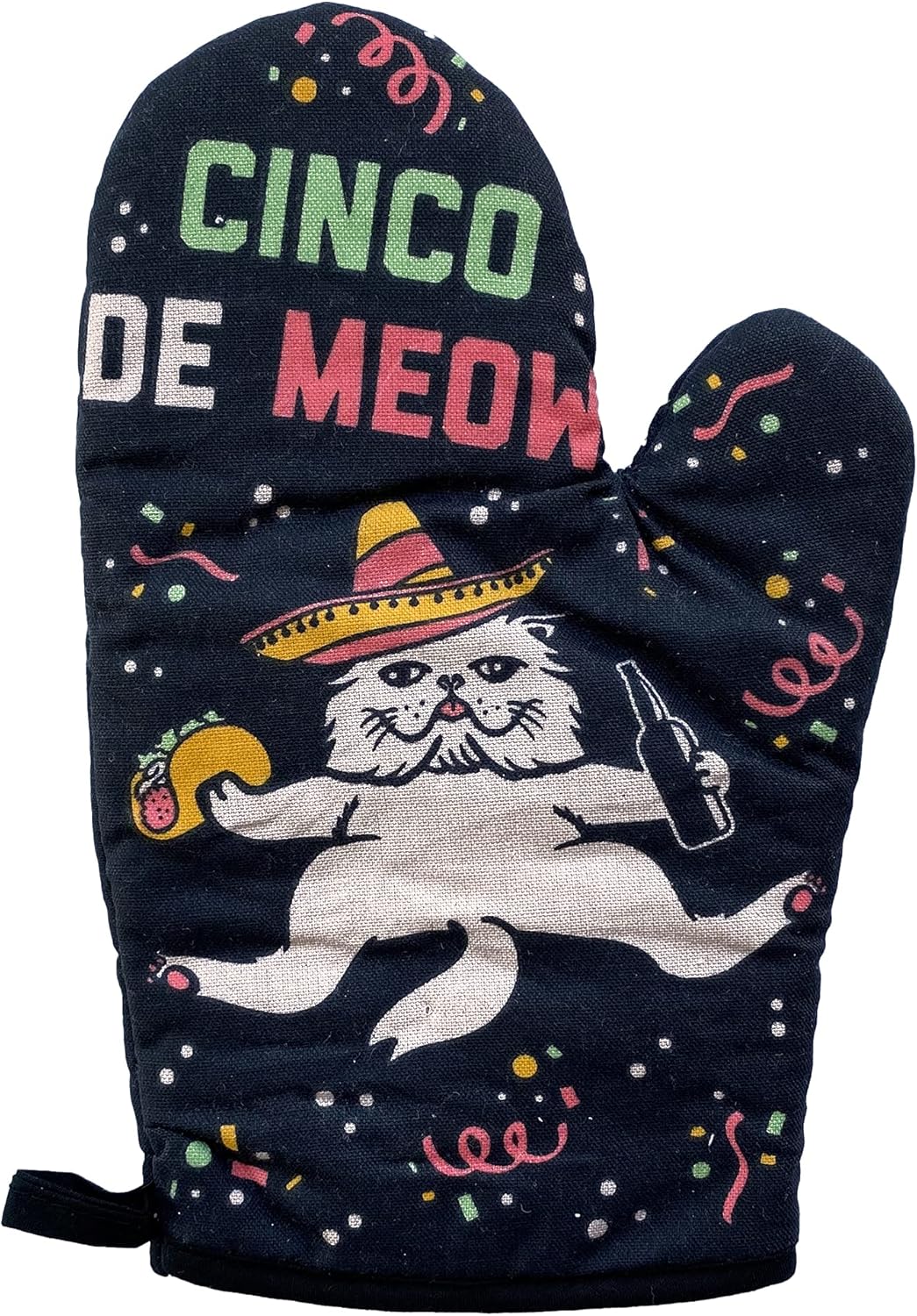 Funny Taco Cat Cinco De Meow Oven Mitt - Mexican Cerveza Kitchen Glove