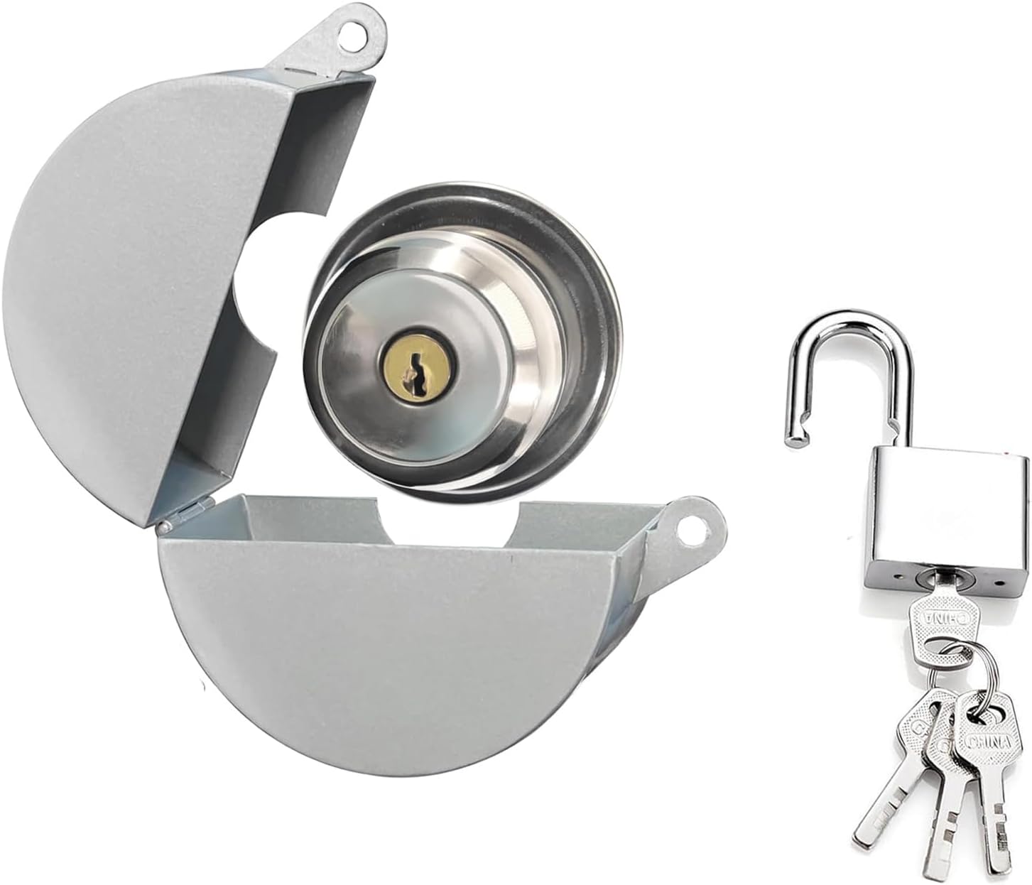 Funnytek Door Handle Lock Cover with Padlock and Keys - Prevents Unauthorized Access and Disable Doorknob