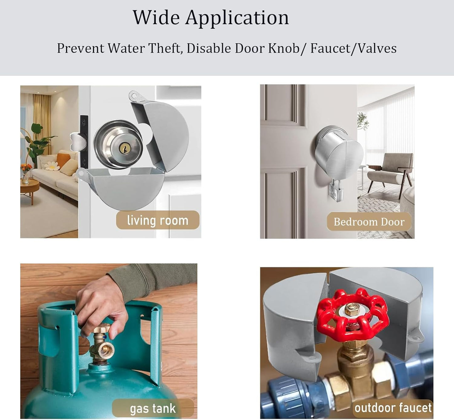 Funnytek Door Handle Lock Cover with Padlock and Keys - Prevents Unauthorized Access and Disable Doorknob