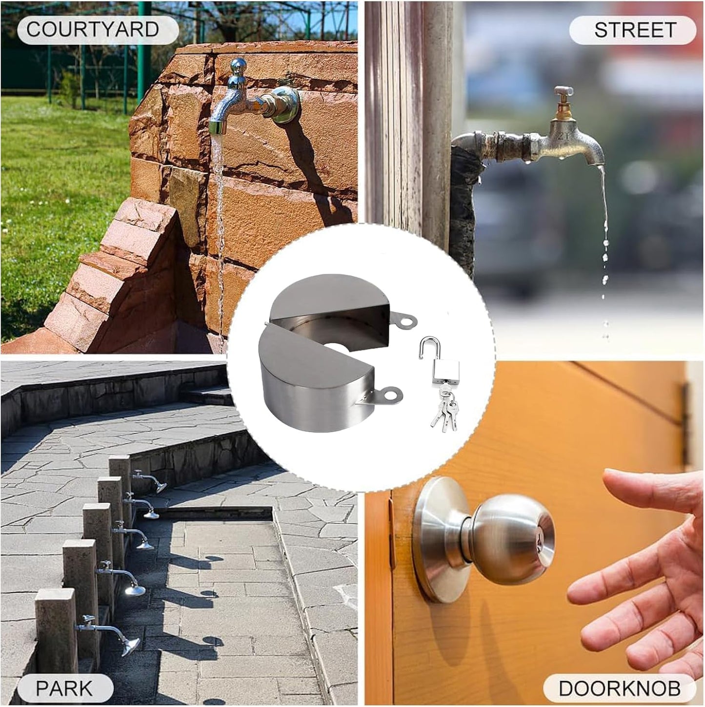 Funnytek Door Handle Lock Cover with Padlock and Keys - Prevents Unauthorized Access and Disable Doorknob