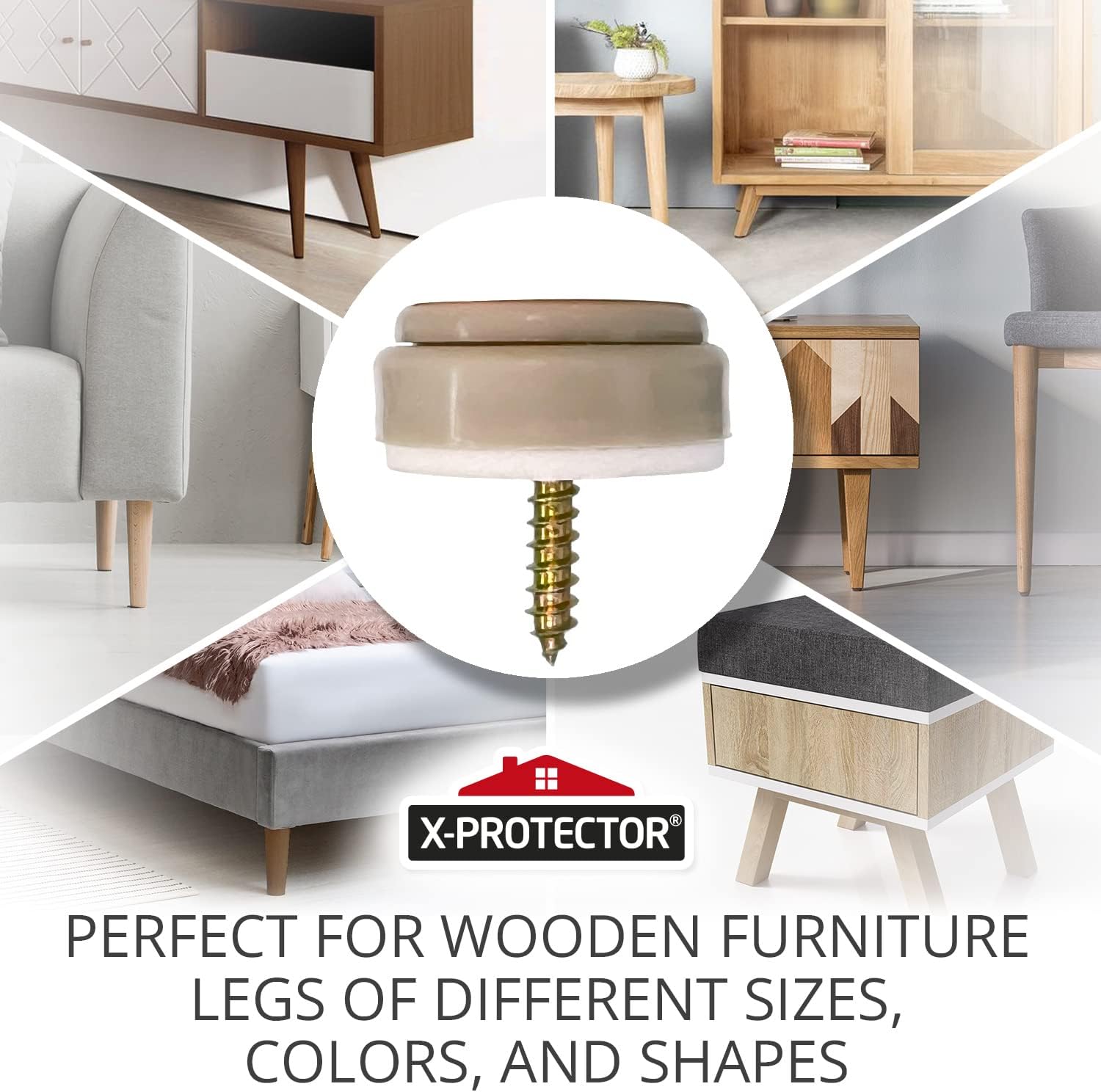 Furniture Glides X-PROTECTOR - 16 PCS 1" Chair Sliders - Screw-On Leg Protectors - Easy Furniture Movement on All Floors with Small Sliders!