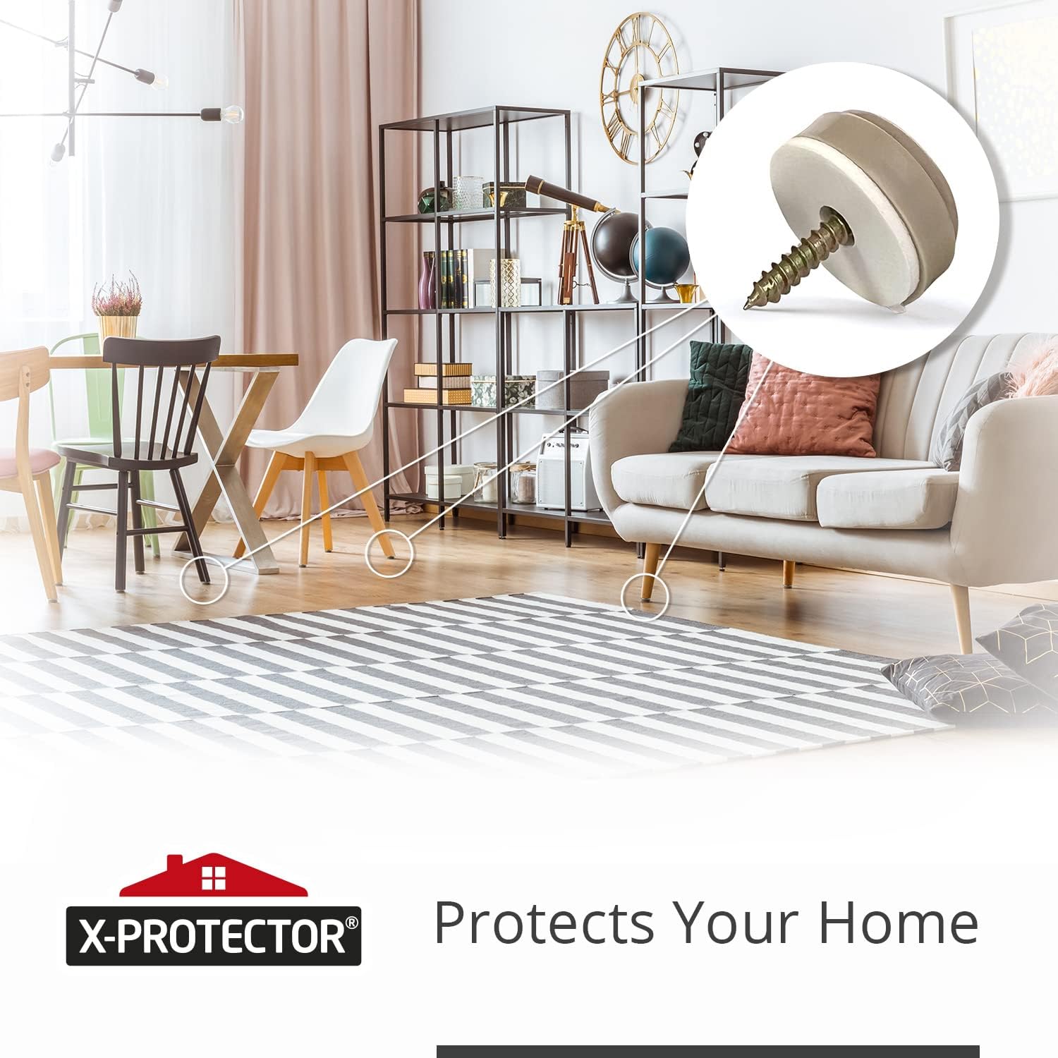 Furniture Glides X-PROTECTOR - 16 PCS 1" Chair Sliders - Screw-On Leg Protectors - Easy Furniture Movement on All Floors with Small Sliders!