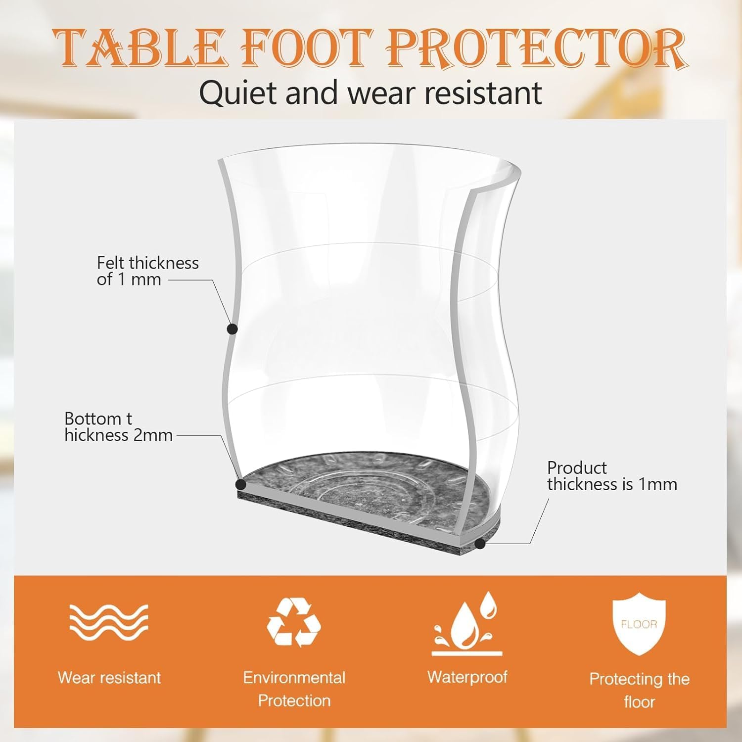 Furniture Pads for Chair Legs - 16 Pcs Floor Protectors for Chair/Table Feet, Sliders to Prevent Scratches and Noise - Caps/Pads for Smooth Moving (Medium Size 1.3''~1.8'')