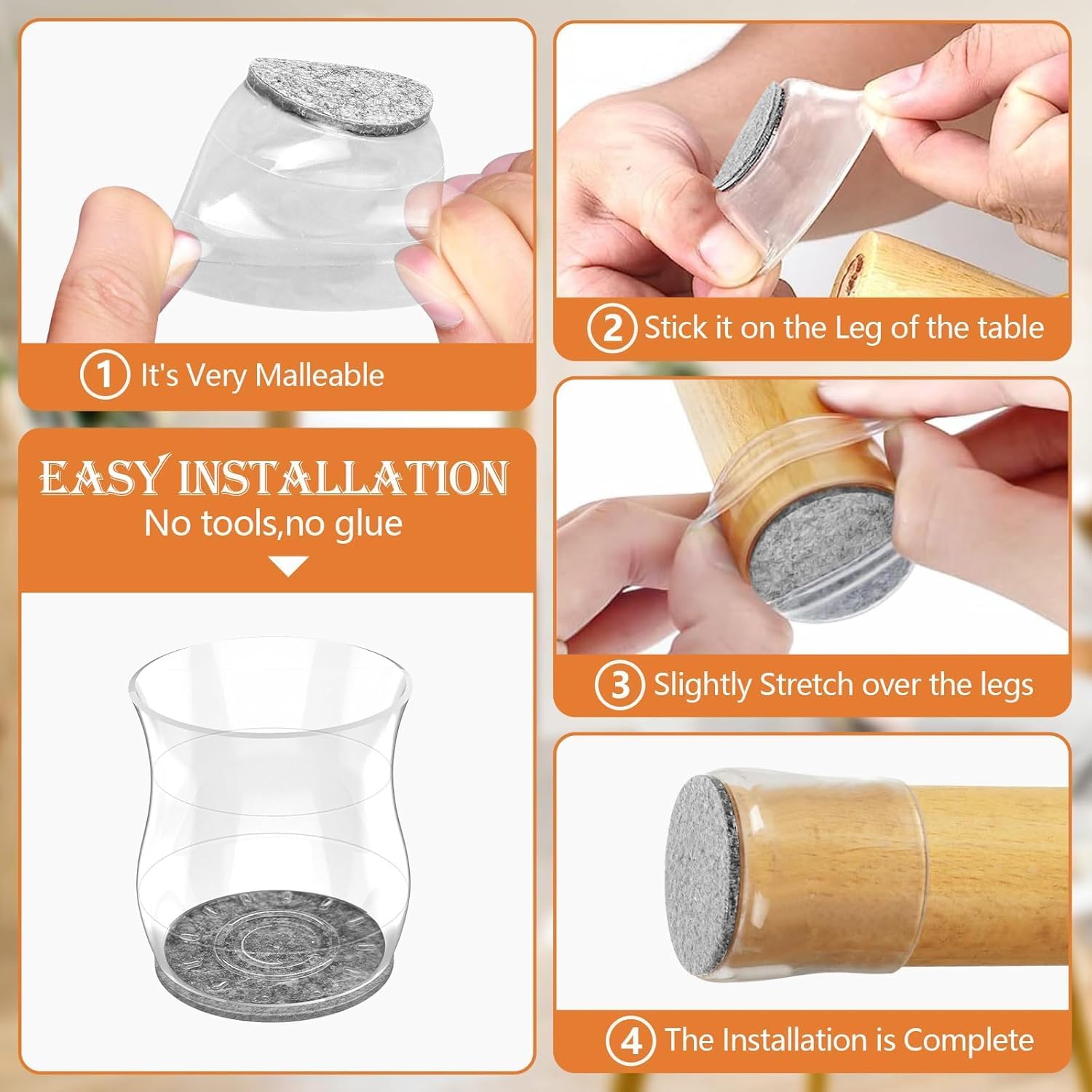 Furniture Pads for Chair Legs - 16 Pcs Floor Protectors for Chair/Table Feet, Sliders to Prevent Scratches and Noise - Caps/Pads for Smooth Moving (Medium Size 1.3''~1.8'')