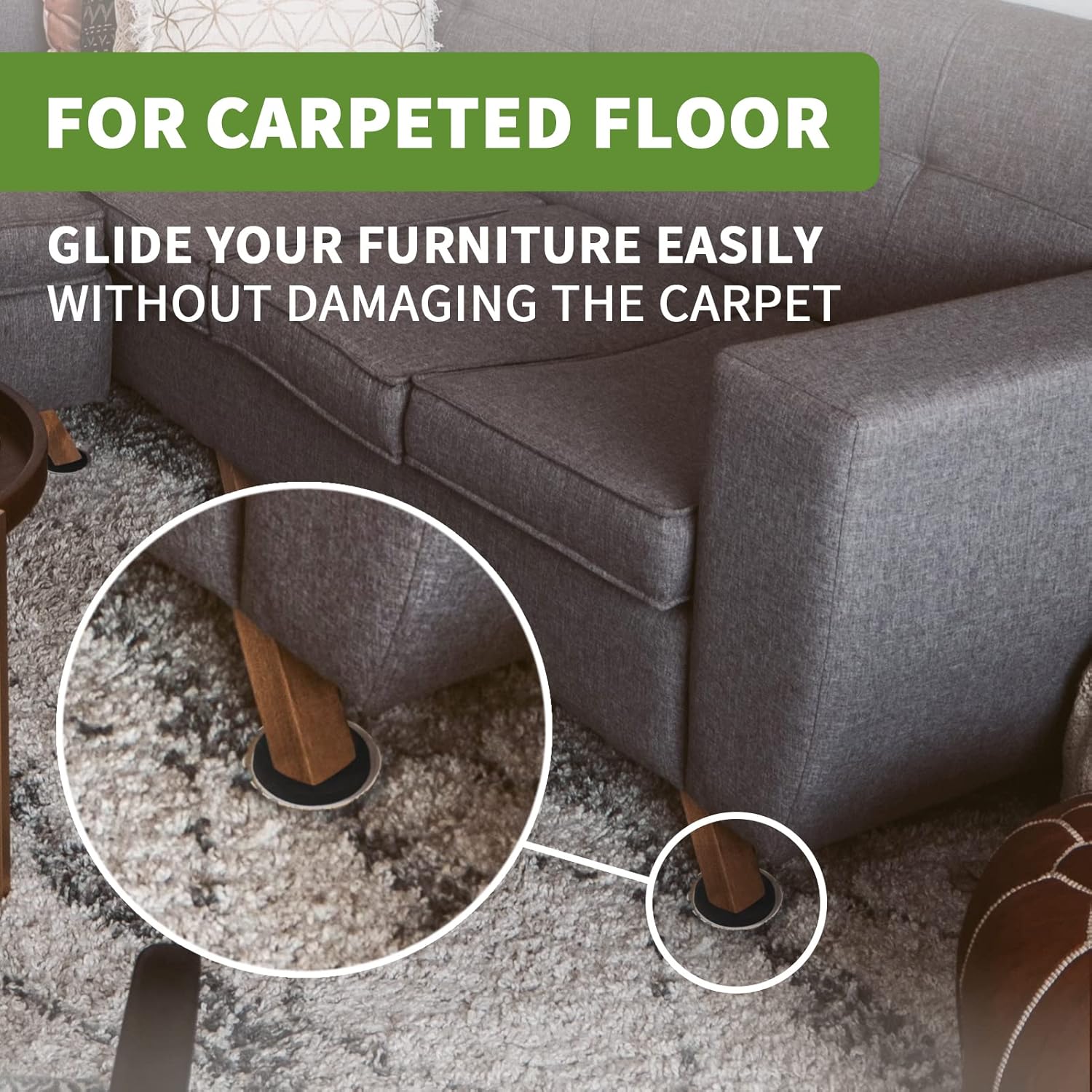 Furniture Sliders Combo Pack for Hardwood and Carpeted Floors - 8 PCS 3 1/2 inch - Easy Furniture Moving