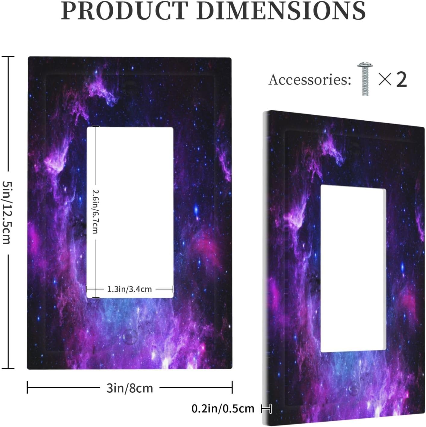Galaxy Outer Space Purple Nebula Light Switch Cover - Decorative Wall Plate for Bathroom and Bedroom Home Decor