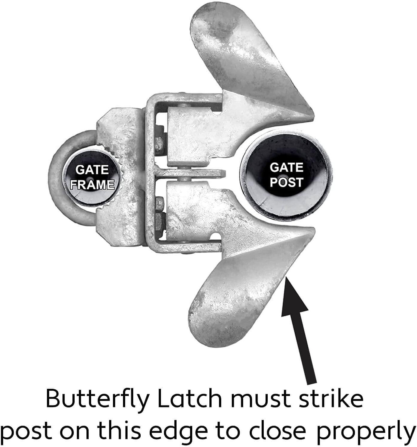 Galvanized Chain Link Fence Butterfly Gate Latch for 1-3/8" Gate Frame and 1-7/8" Gate Post - Automatic Latch with Padlock Hole - WildKart