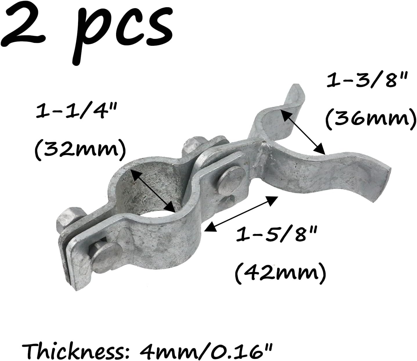 Galvanized Chain Link Fence Gate Fork Latch 1-1/4" x 1-3/8" with Padlock Hole - Wall Mountable Gate Lock