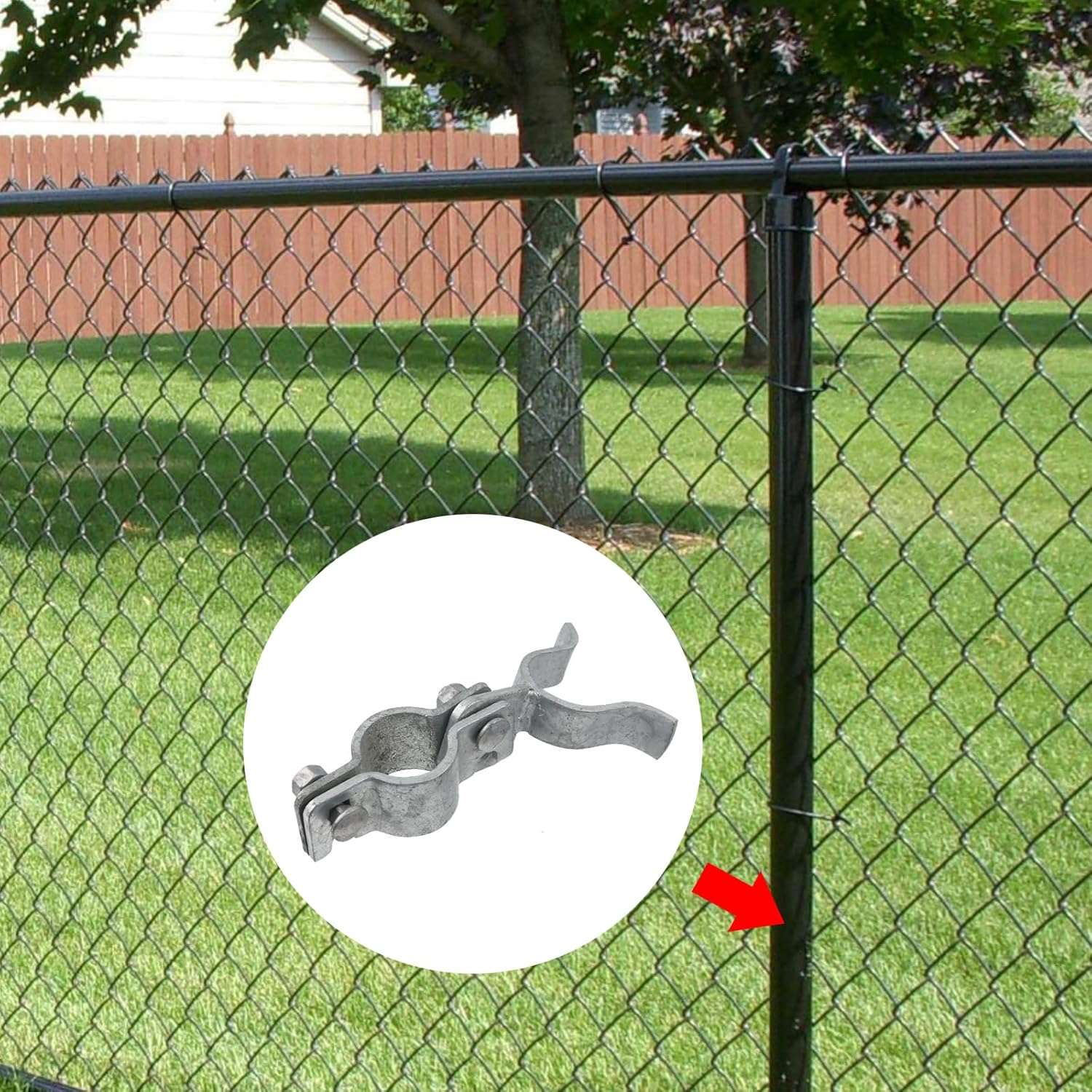 Galvanized Chain Link Fence Gate Fork Latch 1-1/4" x 1-3/8" with Padlock Hole - Wall Mountable Gate Lock