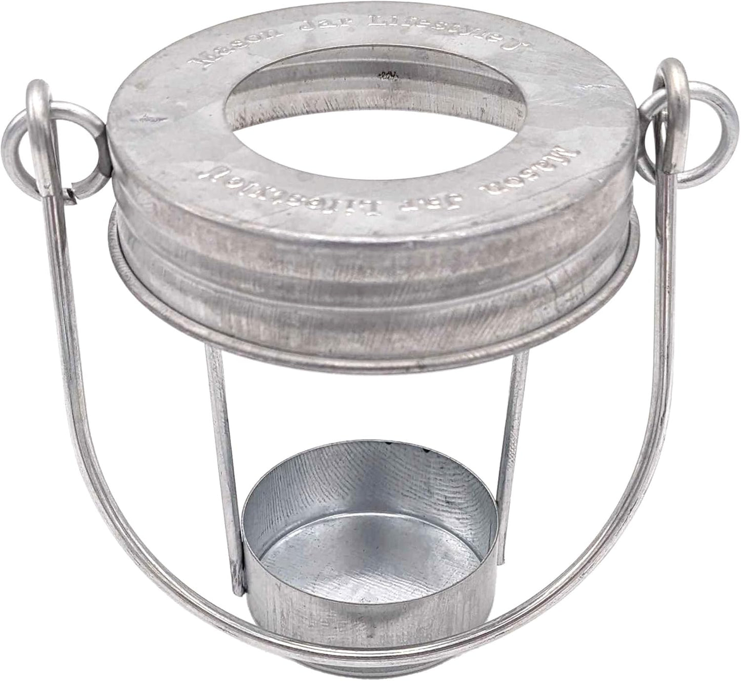 Galvanized Finish Tea Light Candle Holder Lids with Handles for Mason Jars - 3 Pack by Mason Jar Lifestyle
