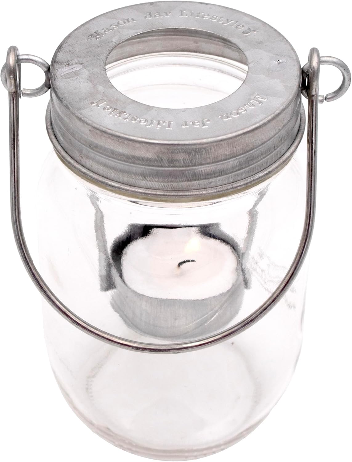 Galvanized Finish Tea Light Candle Holder Lids with Handles for Mason Jars - 3 Pack by Mason Jar Lifestyle