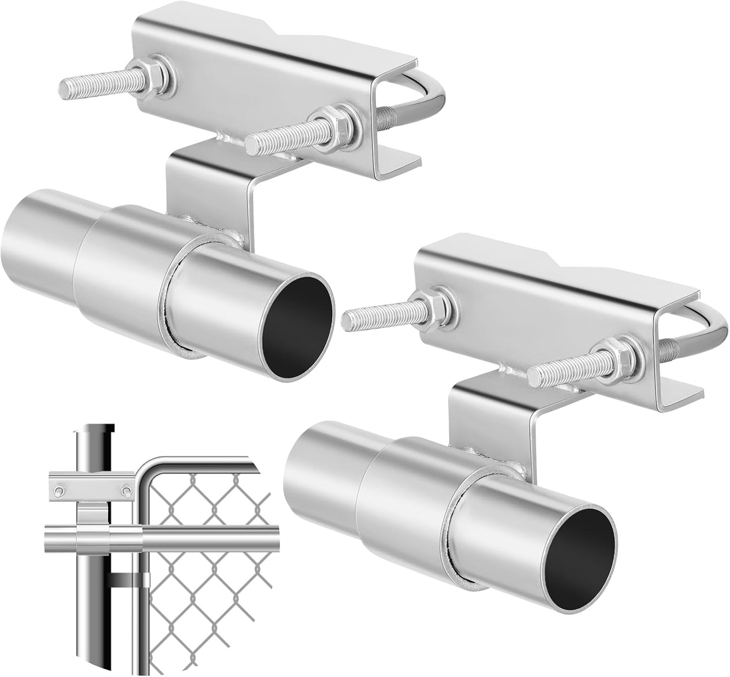 Galvanized Steel Chain Link Fence Rolling Gate Track Bracket Set - Universal Wall Mount for 1-5/8" to 2-7/8" Diameter Pipe Post