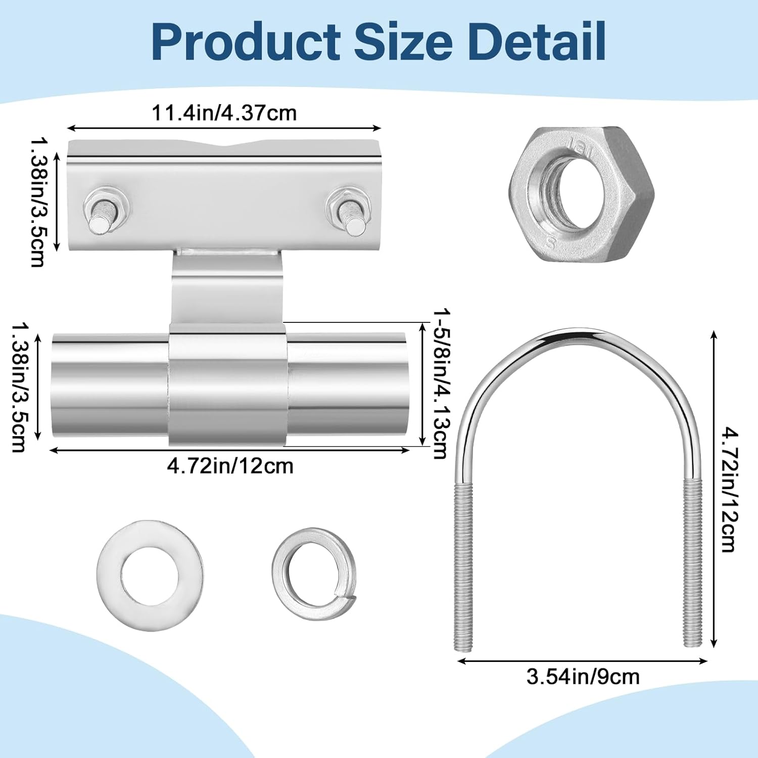 Galvanized Steel Chain Link Fence Rolling Gate Track Bracket Set - Universal Wall Mount for 1-5/8" to 2-7/8" Diameter Pipe Post