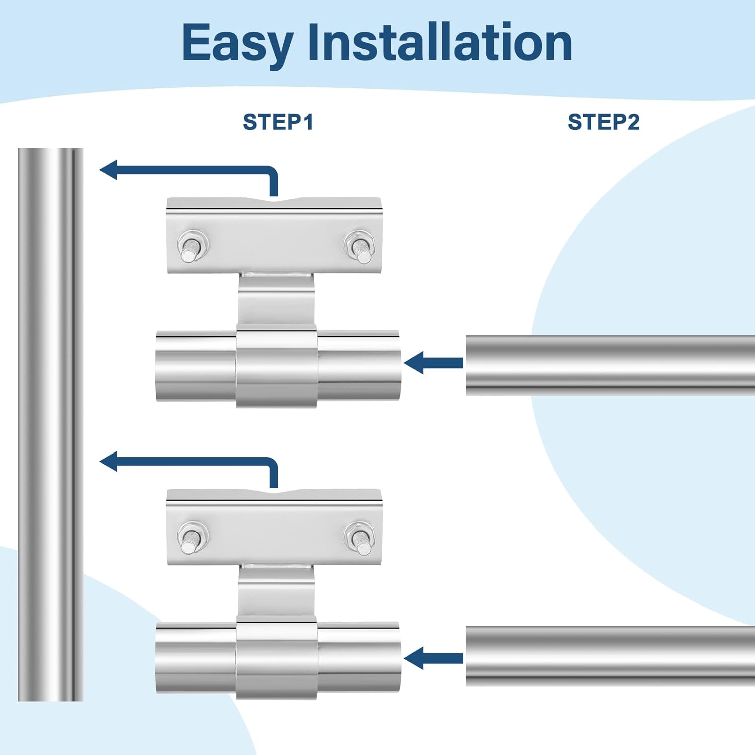 Galvanized Steel Chain Link Fence Rolling Gate Track Bracket Set - Universal Wall Mount for 1-5/8" to 2-7/8" Diameter Pipe Post