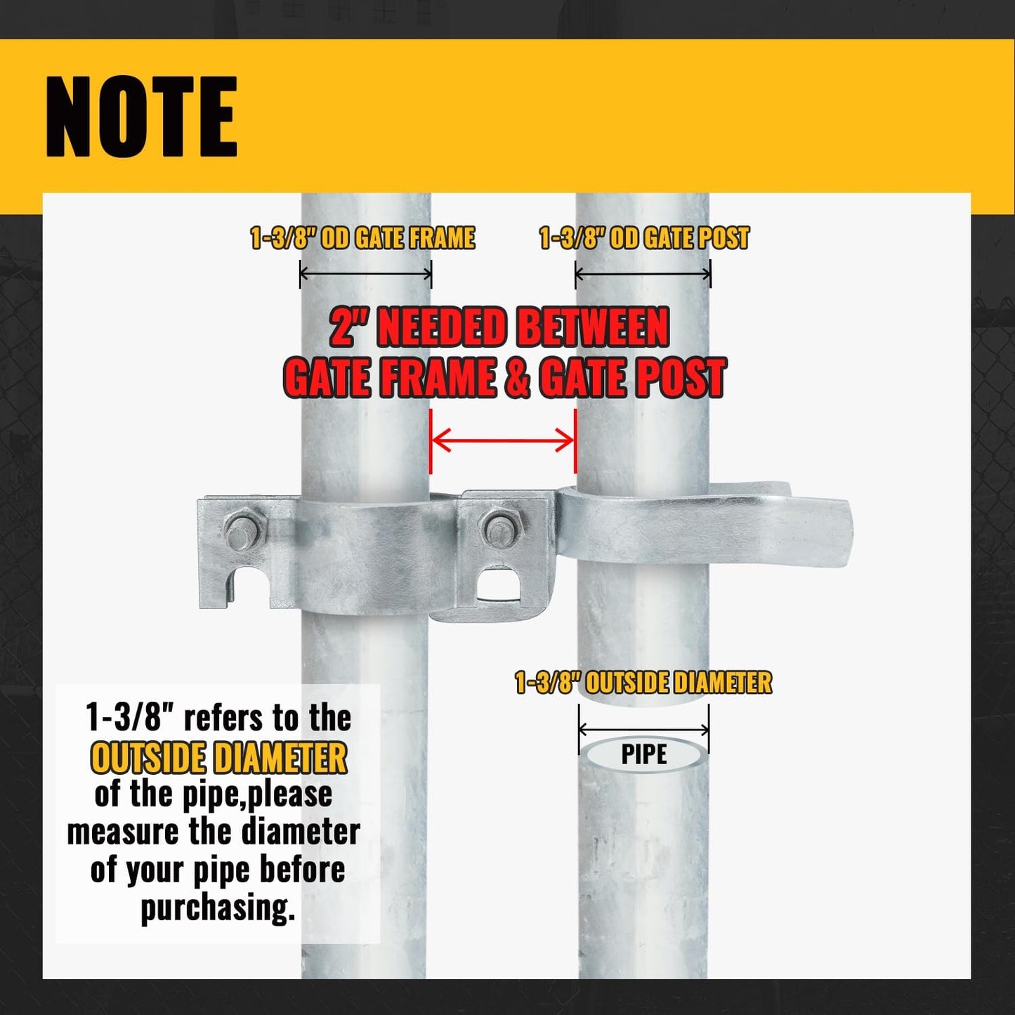 Galvanized Steel Chain Link Gate Latch with Padlock Hole, 1-3/8" x 1-3/8", 2 PCS - Fence Parts